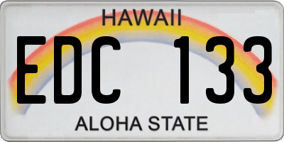 HI license plate EDC133