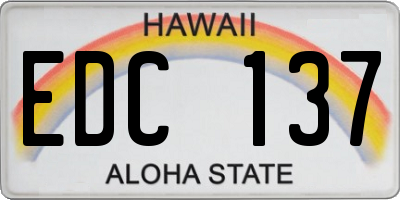 HI license plate EDC137