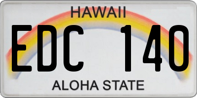 HI license plate EDC140