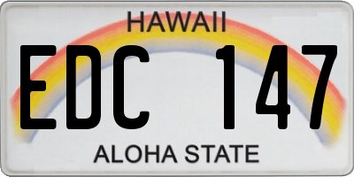 HI license plate EDC147