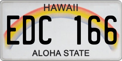 HI license plate EDC166