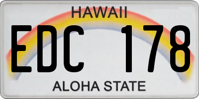 HI license plate EDC178
