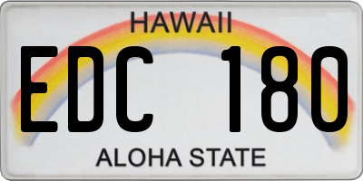 HI license plate EDC180