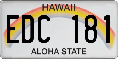 HI license plate EDC181