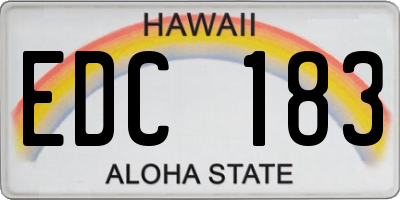 HI license plate EDC183