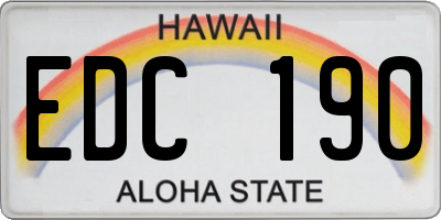 HI license plate EDC190