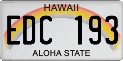 HI license plate EDC193
