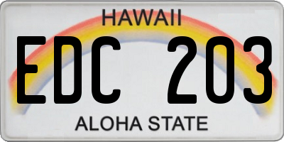 HI license plate EDC203