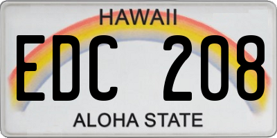 HI license plate EDC208