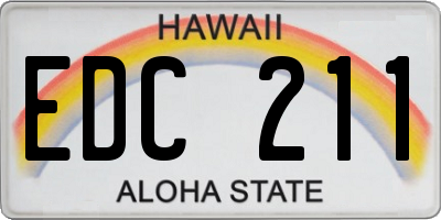 HI license plate EDC211