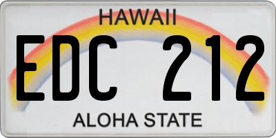 HI license plate EDC212