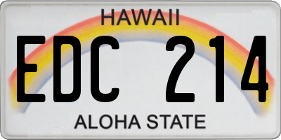 HI license plate EDC214