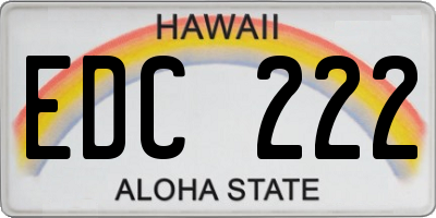 HI license plate EDC222