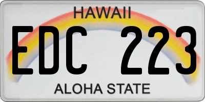 HI license plate EDC223
