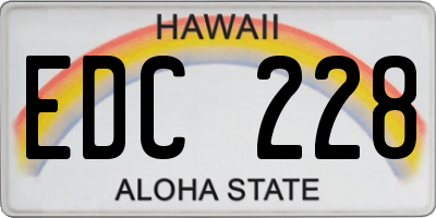 HI license plate EDC228