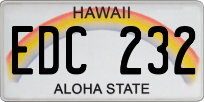 HI license plate EDC232