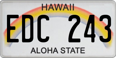 HI license plate EDC243