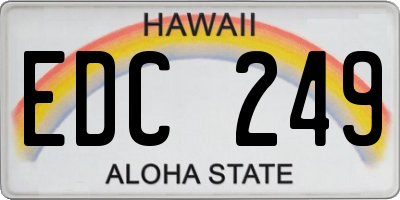 HI license plate EDC249