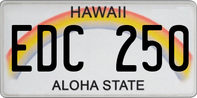 HI license plate EDC250