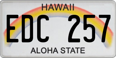 HI license plate EDC257