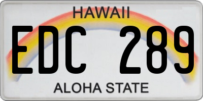 HI license plate EDC289