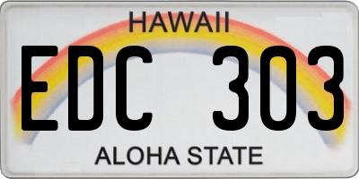 HI license plate EDC303