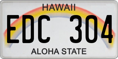 HI license plate EDC304