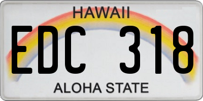 HI license plate EDC318