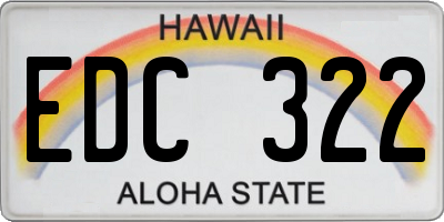 HI license plate EDC322