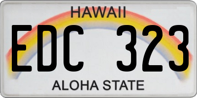HI license plate EDC323