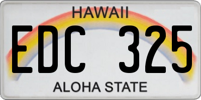 HI license plate EDC325