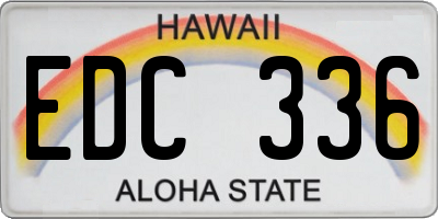 HI license plate EDC336