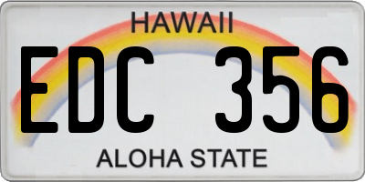 HI license plate EDC356