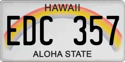 HI license plate EDC357