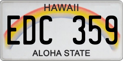 HI license plate EDC359
