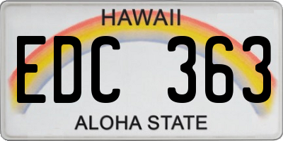 HI license plate EDC363