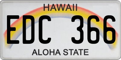 HI license plate EDC366