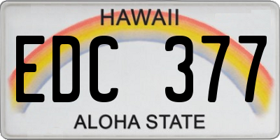 HI license plate EDC377