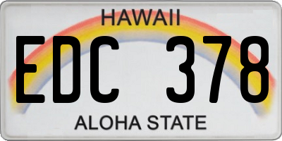 HI license plate EDC378