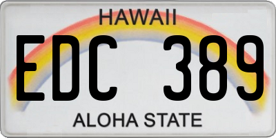 HI license plate EDC389