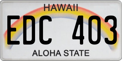 HI license plate EDC403