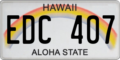HI license plate EDC407