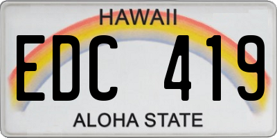 HI license plate EDC419