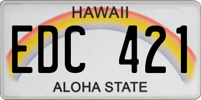 HI license plate EDC421