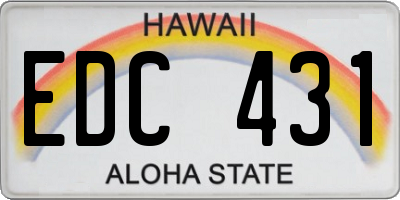 HI license plate EDC431