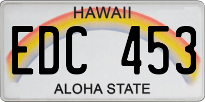 HI license plate EDC453