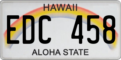 HI license plate EDC458