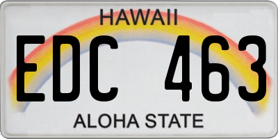 HI license plate EDC463