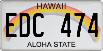 HI license plate EDC474