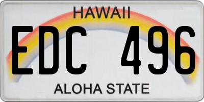HI license plate EDC496